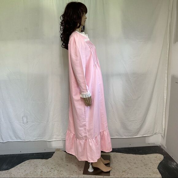CasaBella Pink Lace Trim Full Zip Long Sleeve Night Gown Pajama Robe Dress XL - Picture 5 of 15